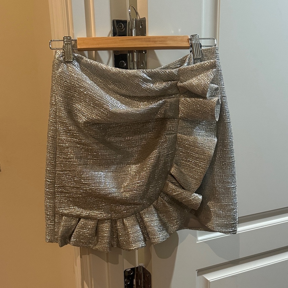 New with tags! Jonathan Simkhai silver ruffled skirt size 6 - Picture 5 of 8